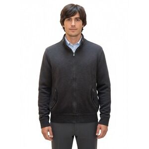 Ben Sherman Dark Charcoal Cotton Zip-Up Bomber Jacket L